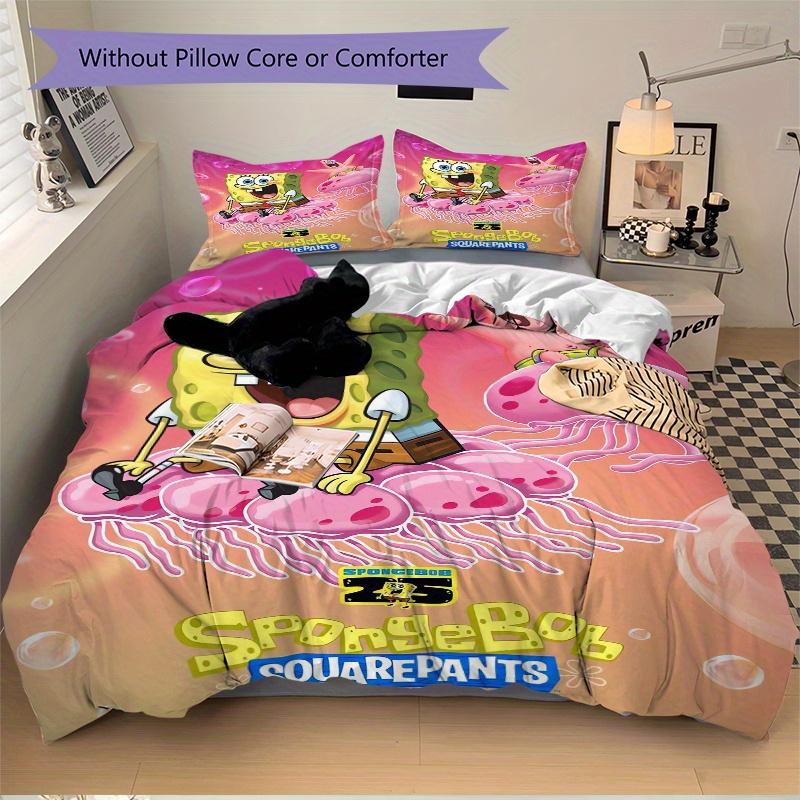 3pcs SpongeBob Jellyfish Cloud Bedding Set Includes 1 Quilt Cover and 2 Pillowcases, Comfortable Bedding F082