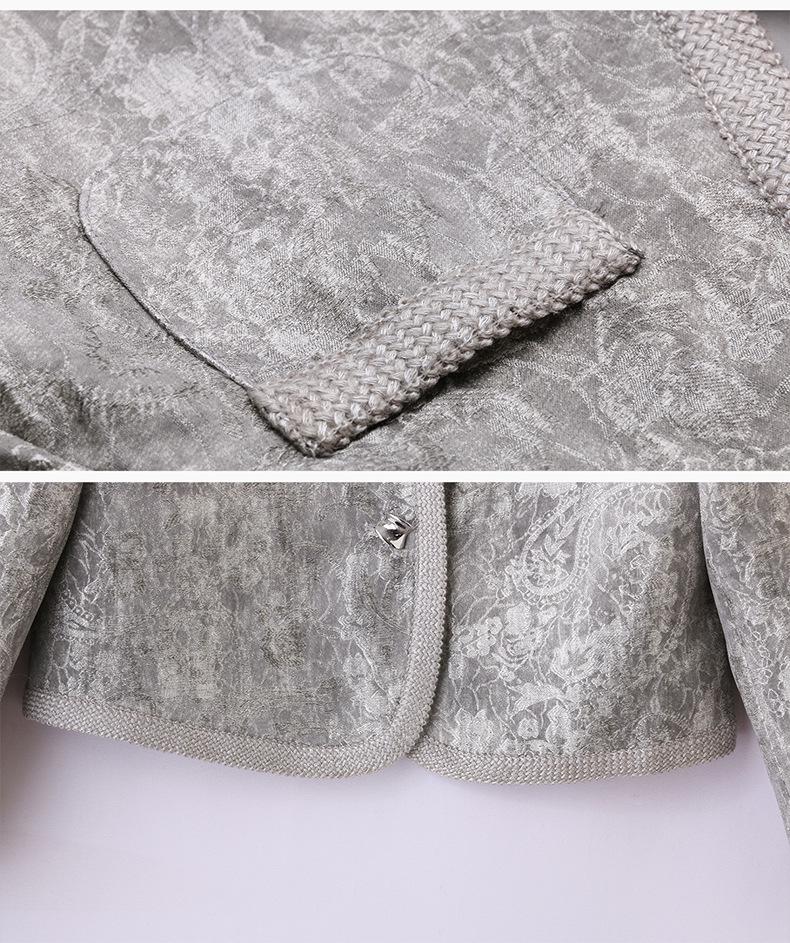 Dámská módní žakárová bunda s výstřihem do V na jaro 2025