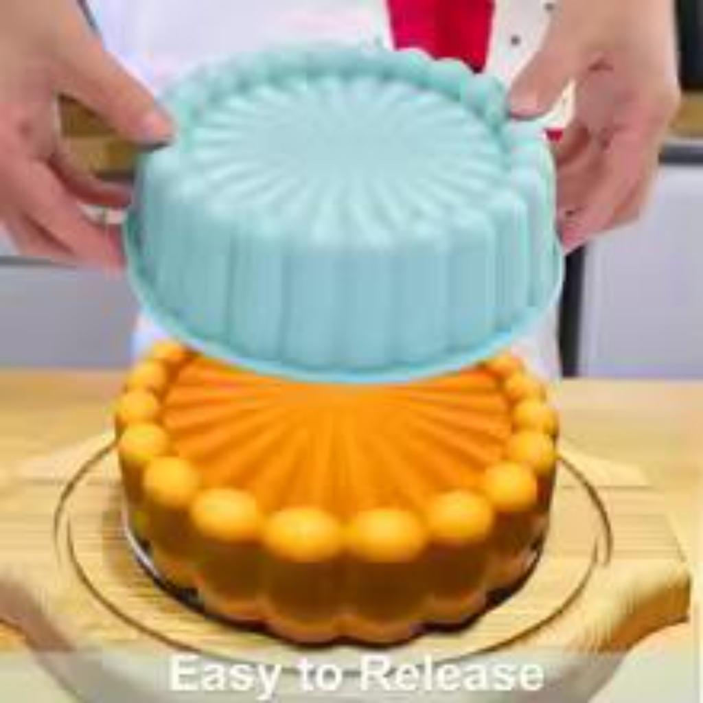 Silicone Cake Pan Round Flower Shape Baking Mold 7.9 Inch Non Stick Mold for Cheesecake Chocolate Cake Strawberry Cake Oven Safe Bakeware