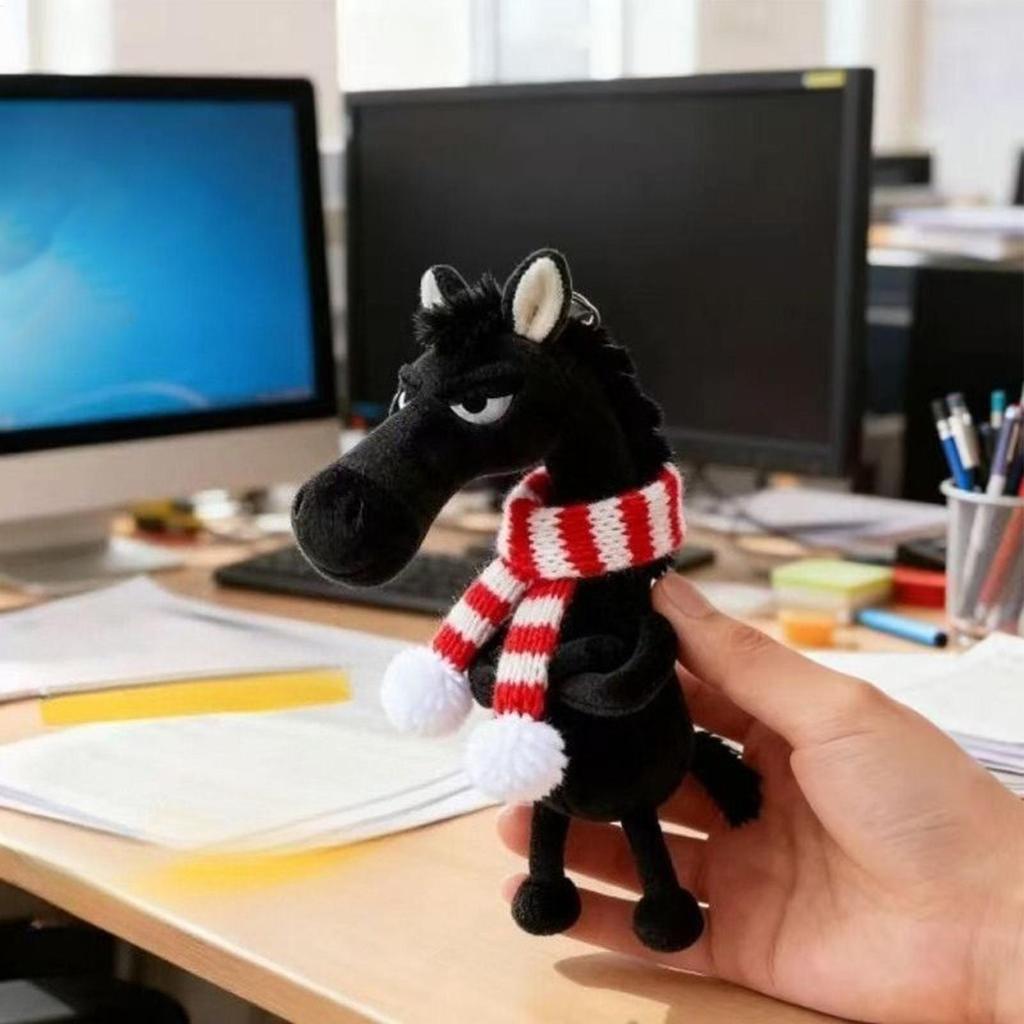 Black Horse Keychain Plush Toy Backpack Pendant Decoration 2026 Year Of The Horse Plush Toy New Year Gifts For Boys And Girls