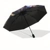 Celestial Stars Moon Round Tablecloth Space ThemeDecorative CoverUmbrella, Portable 3-Fold Compact Umbrella for Men & Women Gift