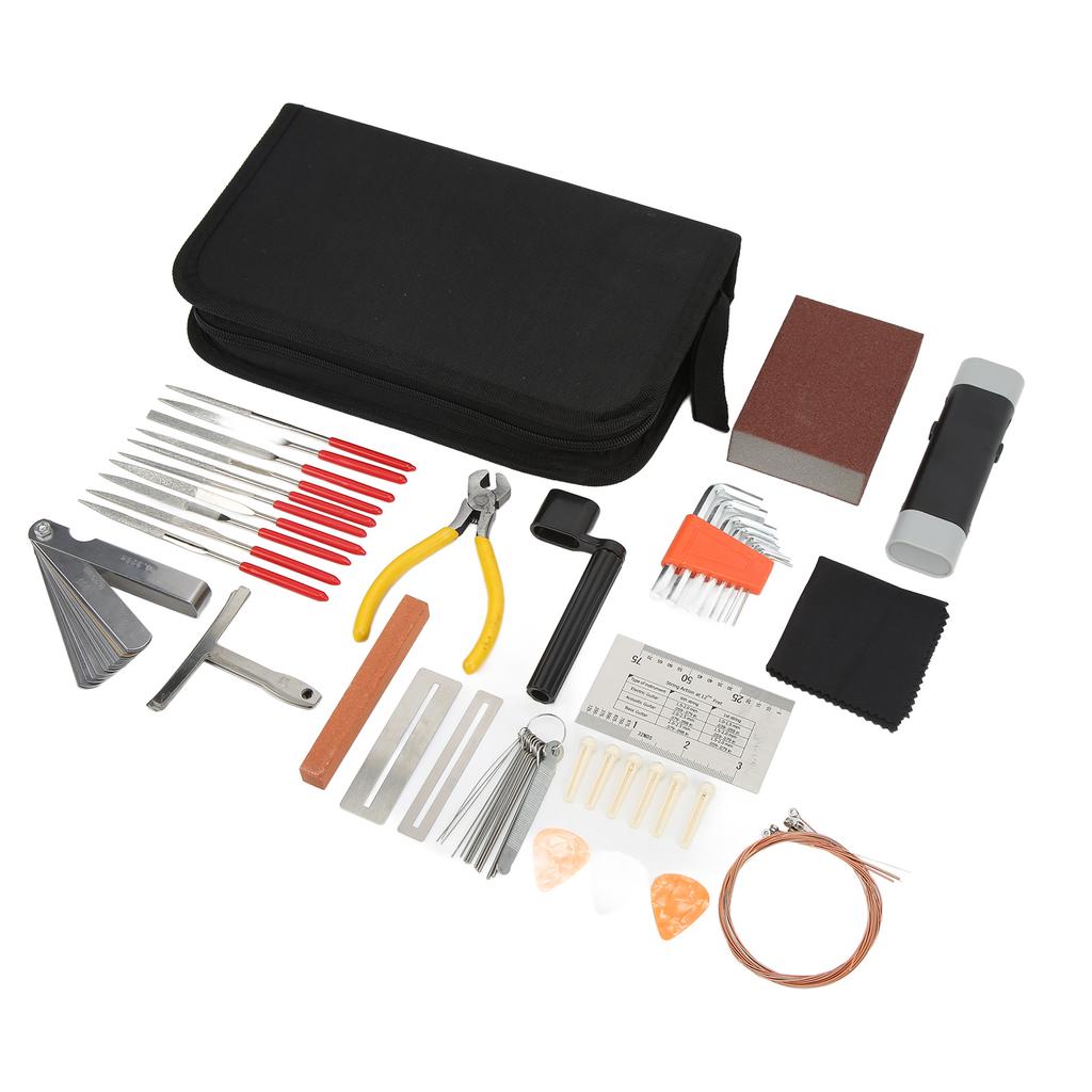 Guitar Repair Tool String Bridge Pin Pick Polishing File Ruler Maintenance Set Kit