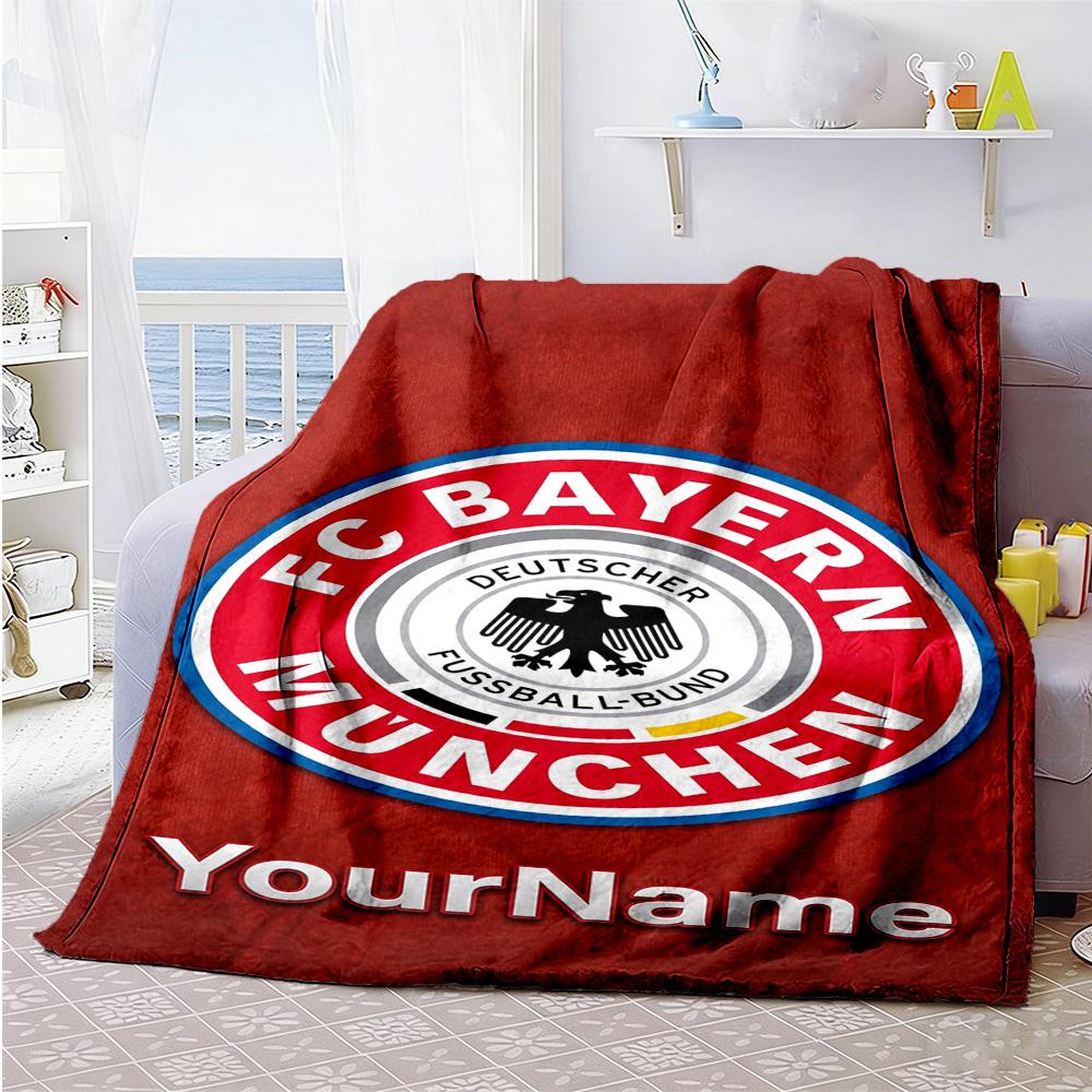 Fc Bayern München 2 Personalized Text Blanket Gift Customizable Blanket Durable Comfort Perfect for Office Bedding Bed Seaside All-Season Use