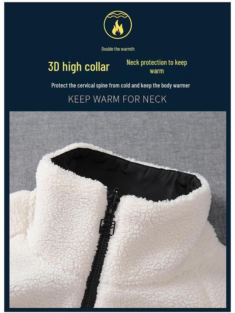 Jachetă reversibilă din lână de miel: Haină Trendy cu Umplutură de Bumbac pentru Bărbați și Femei, Iarnă 2025