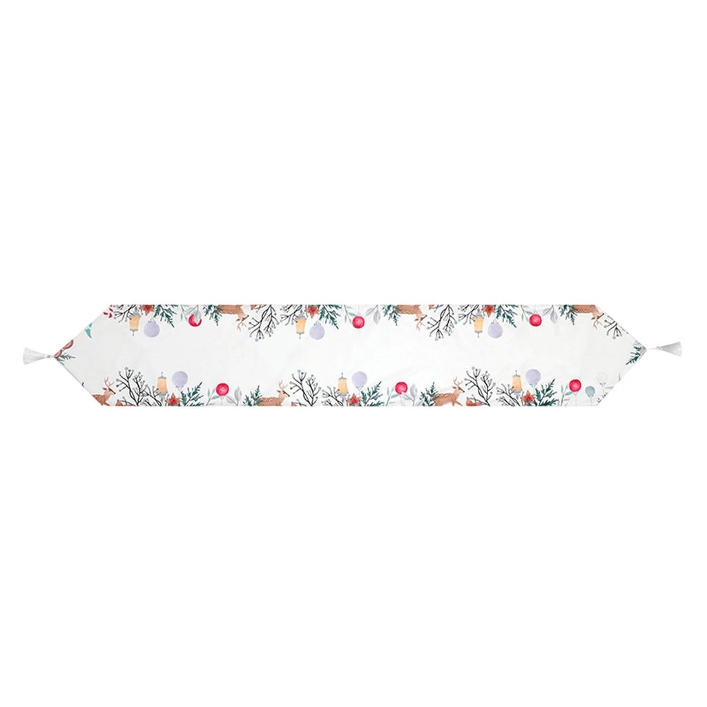 Super Soft Digital Printed Tassel Table Runner Christmas Style Festive Atmosphere Christmas Printed Table Runner