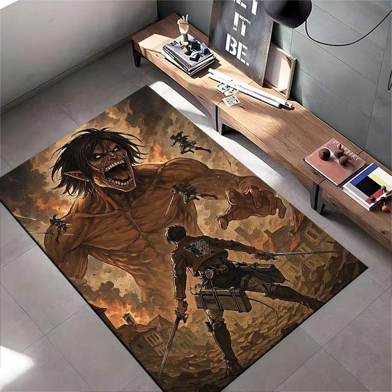 Epic Attack Giant Battle Scene suitable as a non-slip mat for the living room or bedroom sofa