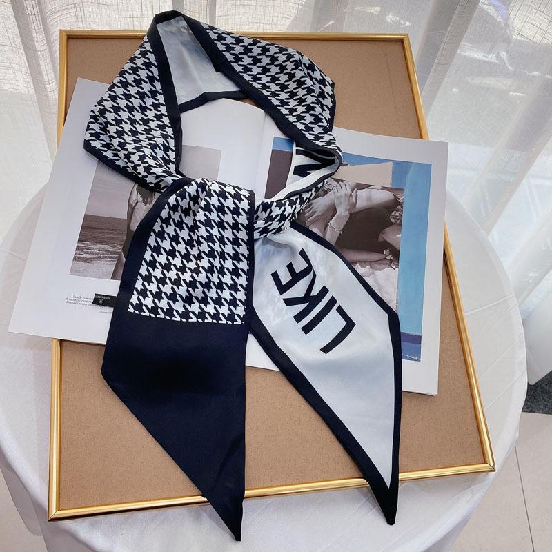 Luxury Long Silk Scarf Bag Tie Lady Neck Skinny Scarves Hairband Foulard Horse Print Brand Women Neckerchief Ribbon