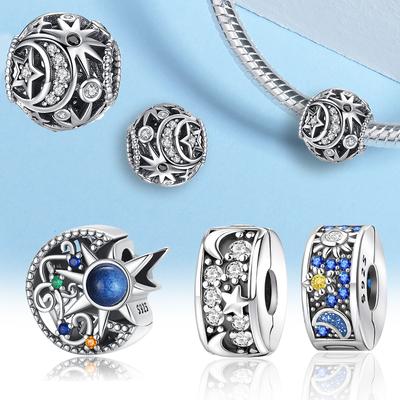 Charms Plata Sun Star Moon Universe Copper Plated For Charms Copper Plated Original Bracelet For Jewelry Making