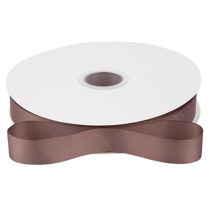 [Tekdeere]Width 25mm Solid Chocolate Chip Grosgrain Ribbon, Perfect for Gift Wrapping, Sewing, Hair Accessories, Wedding Decorations - 91m/roll