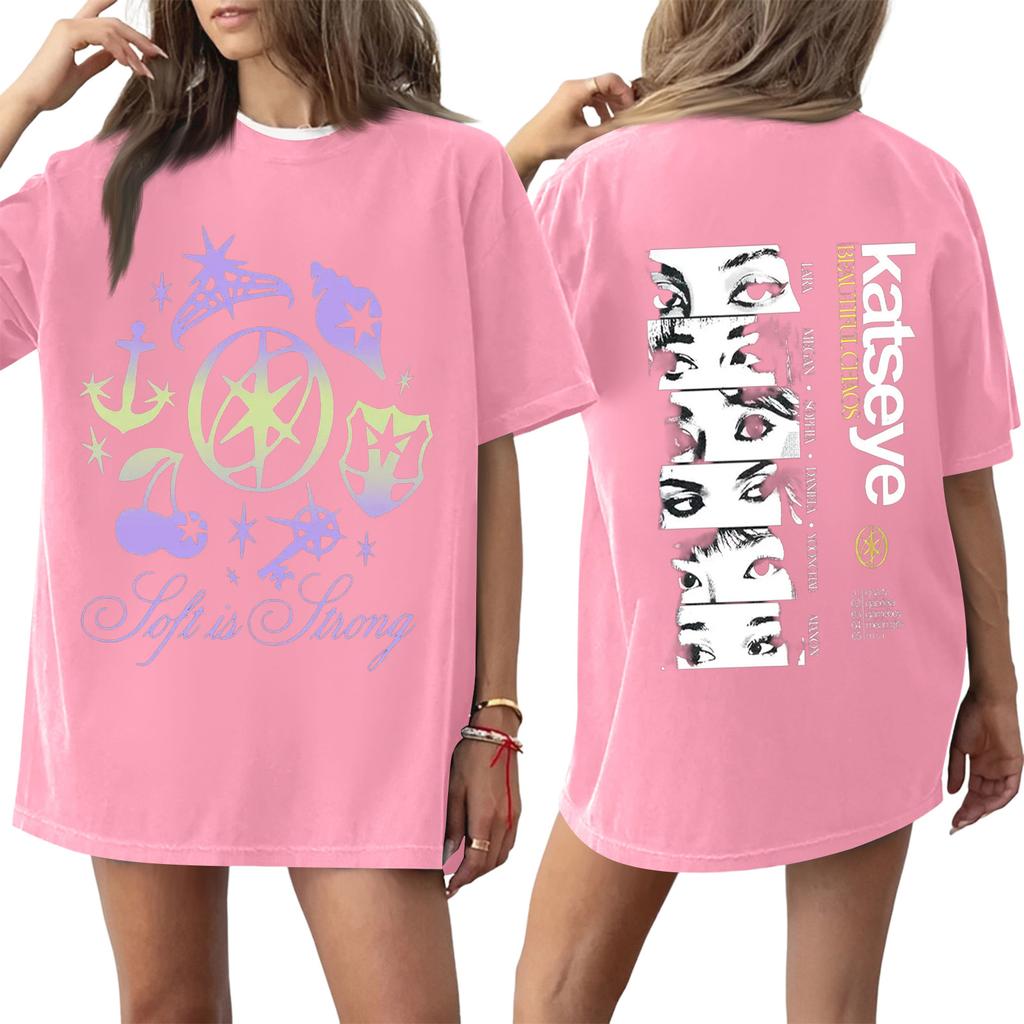 Dam T-shirt med tryck och rund hals och korta ärmar
