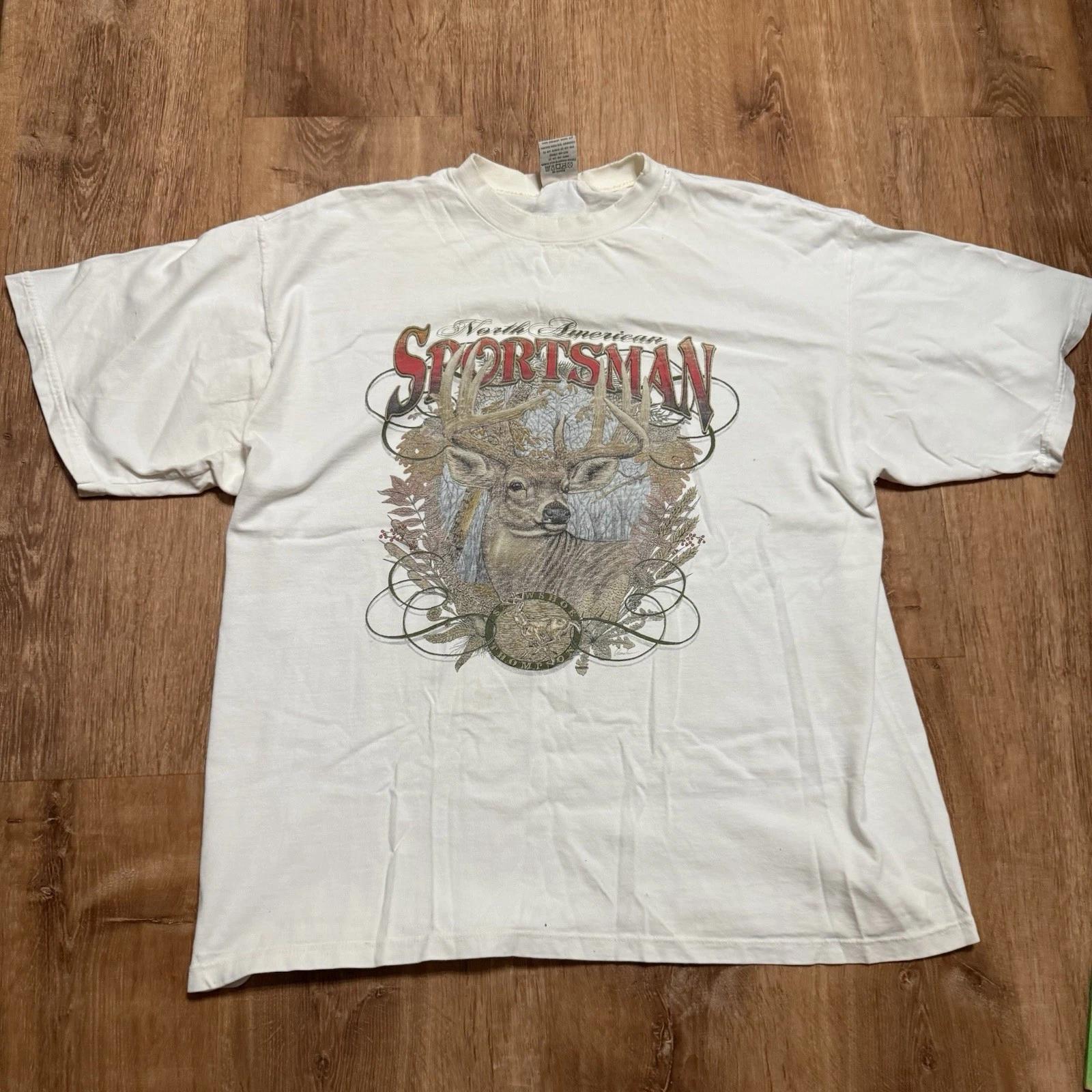

Vintage Deer T-Shirt Mens XL White North American Sportsman Nature Wildlife 90s S