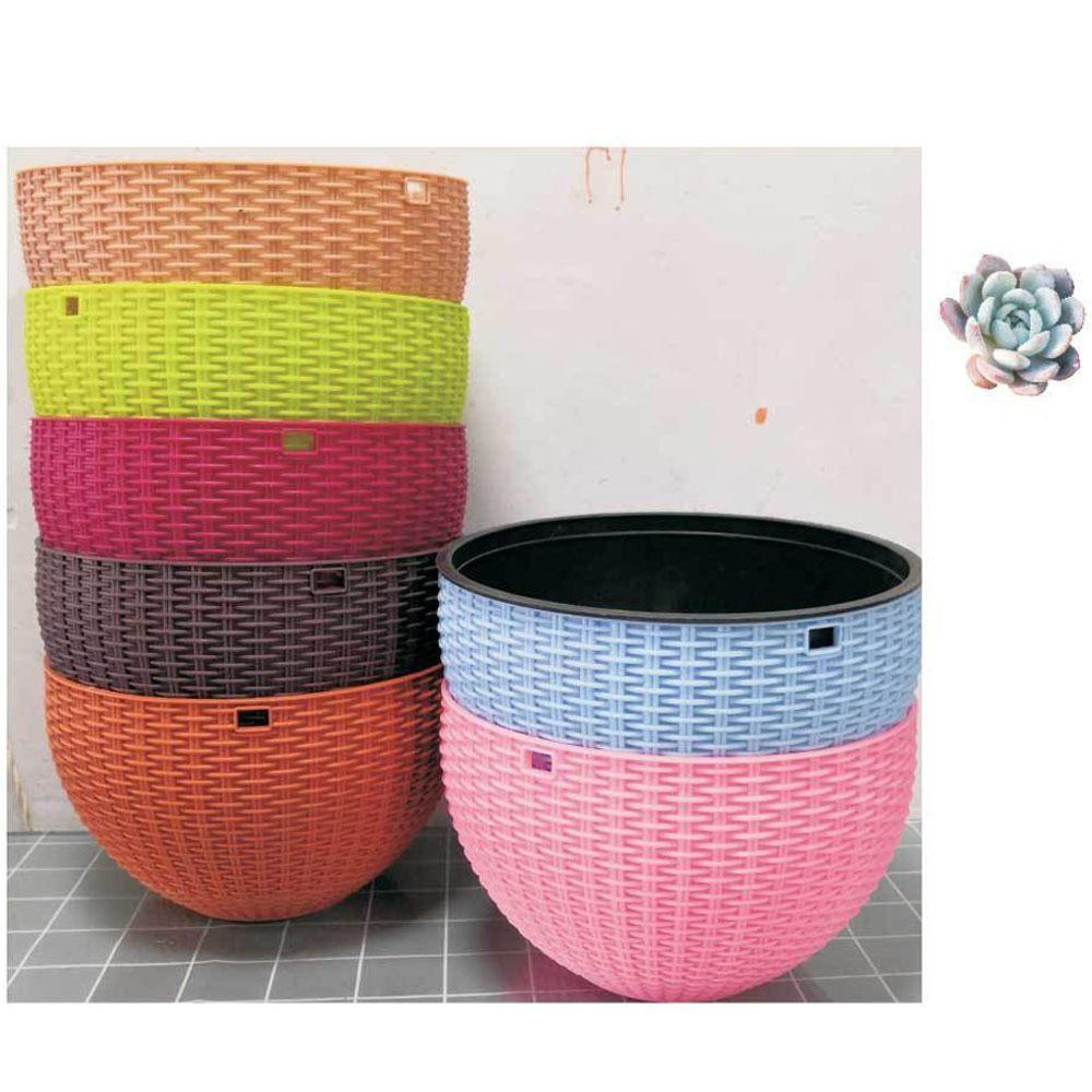 Plastic Woven Plaited Baskets with Chain Hanging Flower Pots Houseplant Flowerpot Balcony