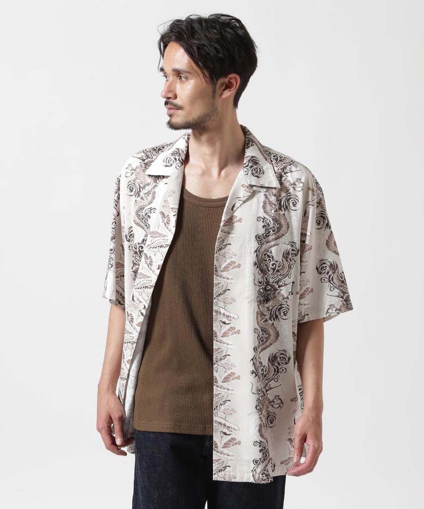 AVIREX Aloha Shirt Dragon Rise Size (WEB&DEPOT Exclusive) Men's L, 414, Natural, 783-5123024