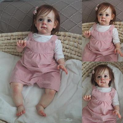 60cm Silicone Reborn Girl Baby Doll Toys with Cotton Body Lifelike Vinyl Pink Princess Toddler Babies Dolls for Kids Birthday Gift