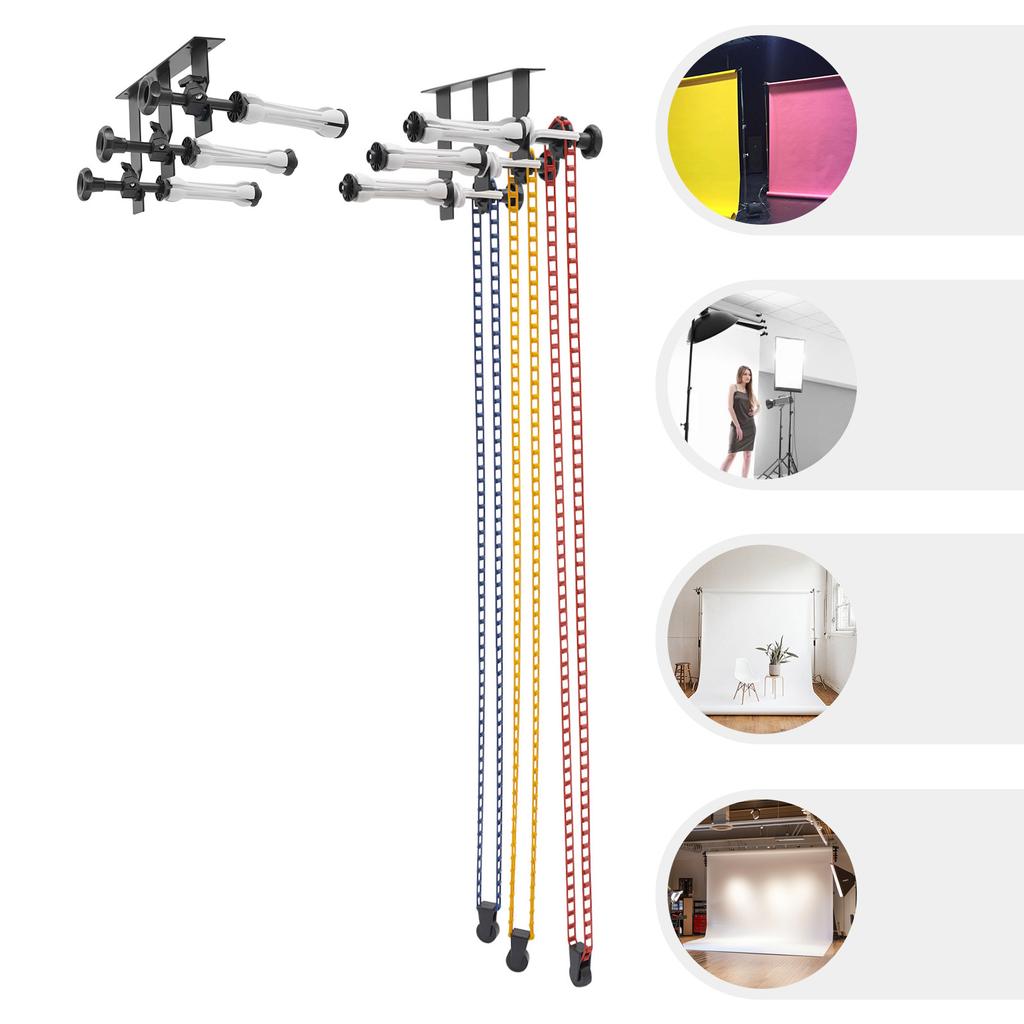 3 Roller Wall Mounted Manual Background Support System Wall Mount Backdrop Elevation Device Manual Photography Background Lifter