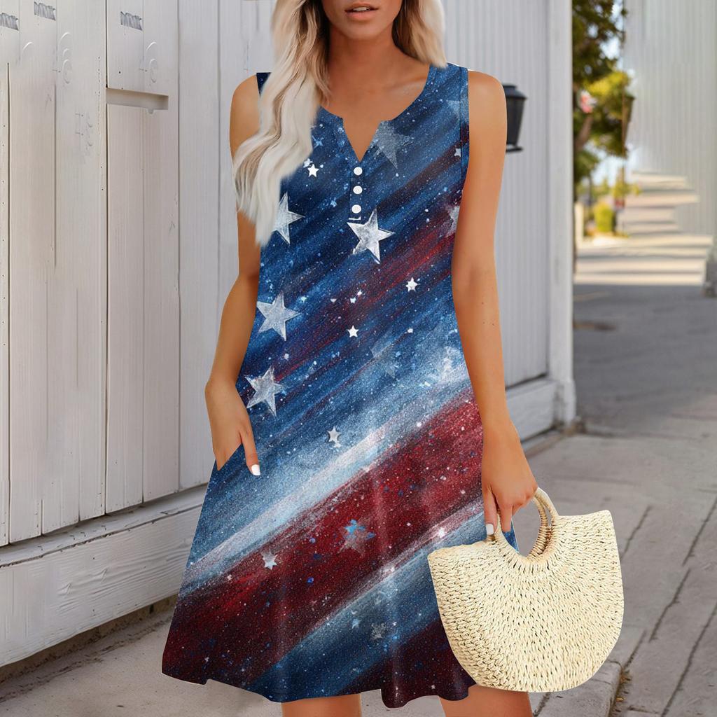 Women's Fashionable Casual Independence Day Print Dress