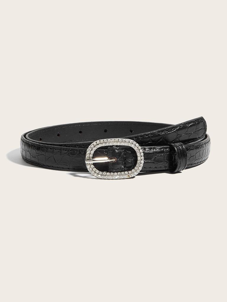 Womens Fashion Leather Belt With Gold Silver Buckle For Casual Jeans Wear