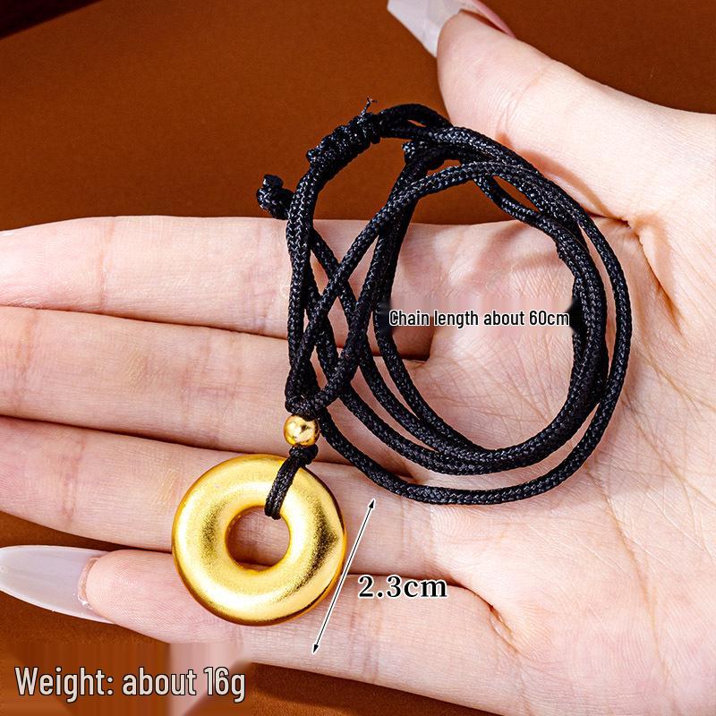 Vietnamese Gold Pendant Necklace: New Chinese Style, Women’s Safety Buckle Design, Long-lasting Color Jewelry