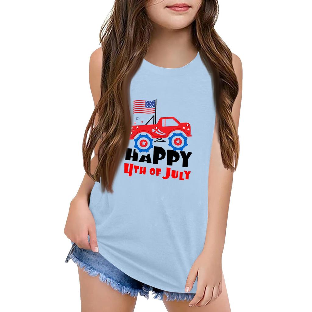 Mädchen Kinder Sommer Rundhals Ärmellose Shirts Tanktops