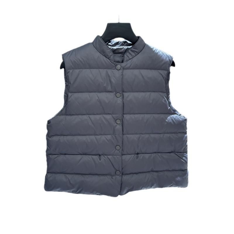 Autumn and Winter New Fashion Small Stand-up Collar Light Vest White Duck Down Jacket Women's Vest Winter Vest