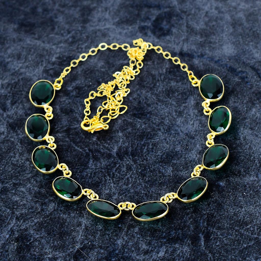 Chrome Diopside Gemstone Handmade 925 Sterling Silver Jewelry Necklace 20" M-2997