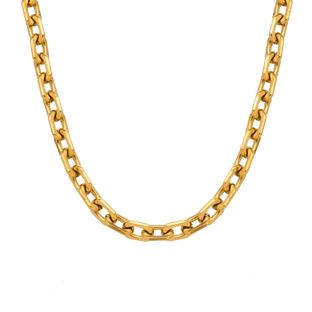 Collane Moda Acciaio Inossidabile Catena Fatta a Mano Collana Grossa Donna Oro 18K