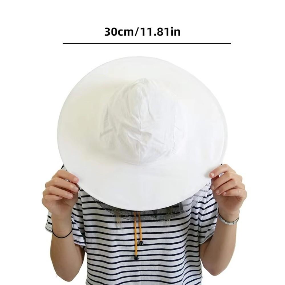 White Bee Hat Anti-Bee Breathable Beekeeping Hat Veil Hood Hat Double Wire Hat Beekeeping Protective Apparatus