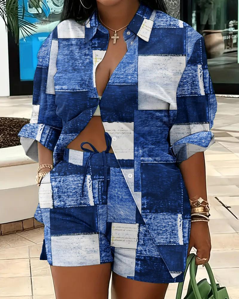 Women's Fashion Print Two-Piece Set: Elegant European & American Style