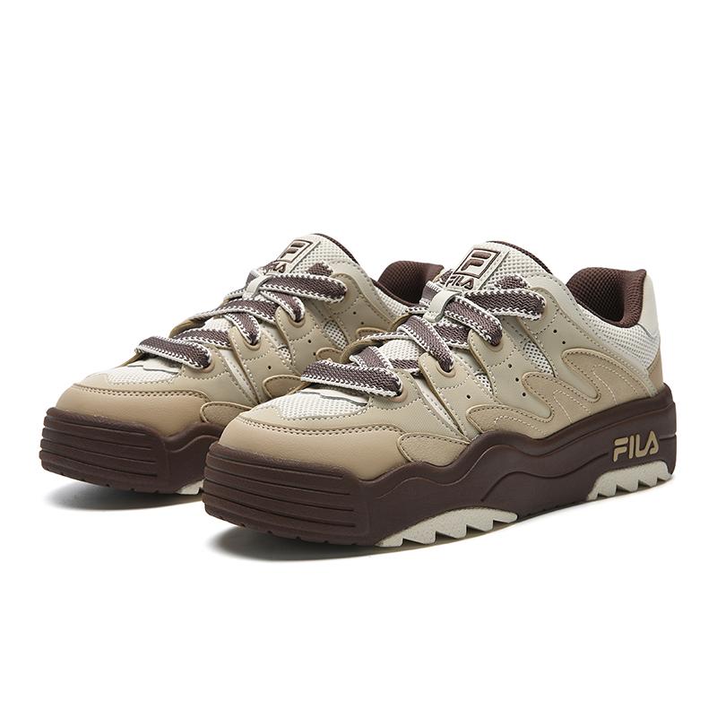 New FILA Rosetta Abrasion Resistant Lightweight Breathable Height Increasing Low top Skateboard Shoes Women's Brown F12W532224FCB