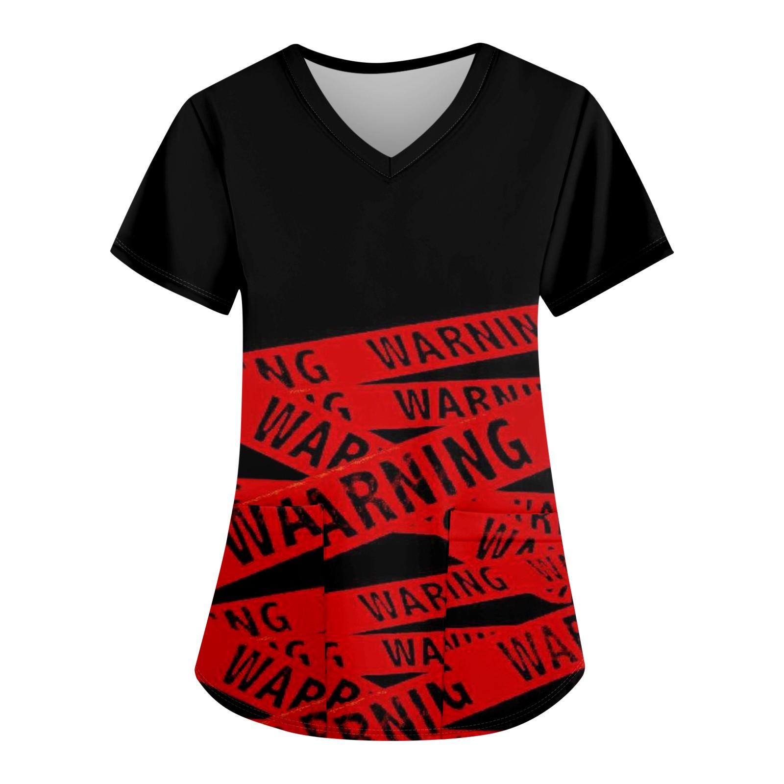 

Женская модная повседневная футболка с принтом на Хэллоуин и карманом XL красный