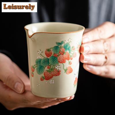 230ml Retro Creme Ru Ofen Keramischer Teekrug Japanischer Erdbeerhase Cha Hai Haushalt Gerechtigkeitsbecher Teezeremonie Zubehör