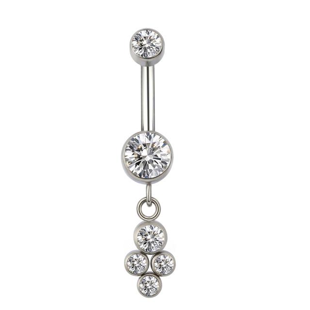 ASTM F136 Titanium PIERC Pendant Curved Navel Barbell Shiny CZ Sexy Belly Dance Earrings Bellybutton Helix Body Piercing Jewelry