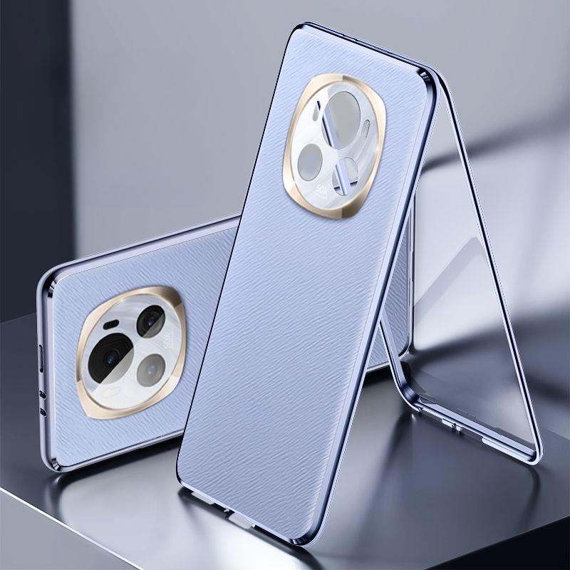 Magnetic Glass Case for Honor Magic6 Pro 360° Full Protection Protective Back Cover for Honor Magic 6 Magic6Pro Leather Case