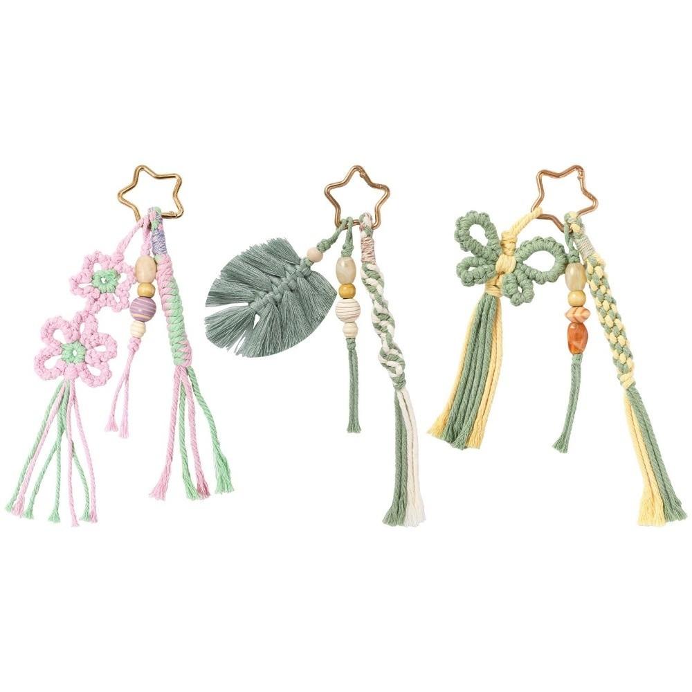 Countryside Style Braided Keychain Hand Woven Bag Pendant Handmade Woven Keychain  Phone Charm