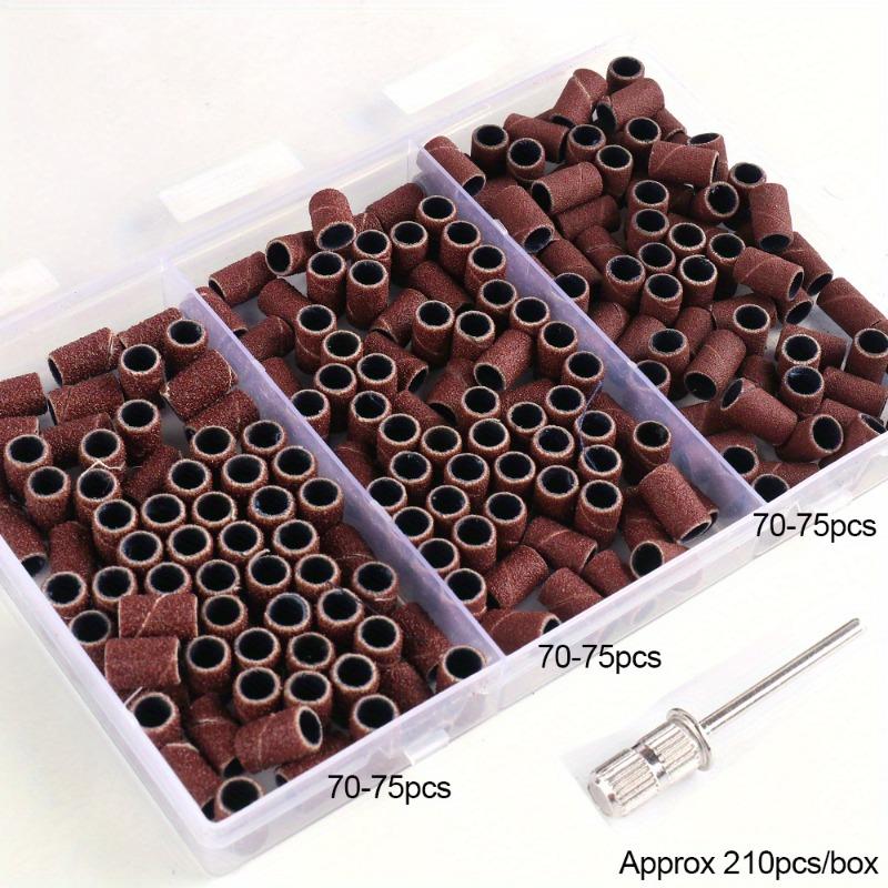 210pcs Nail Sanding Cap Bands 80''/120''/180 Sander Nail Drill Bits Remove Gel Polish Milling Cutter For Manicure Machine GL1990