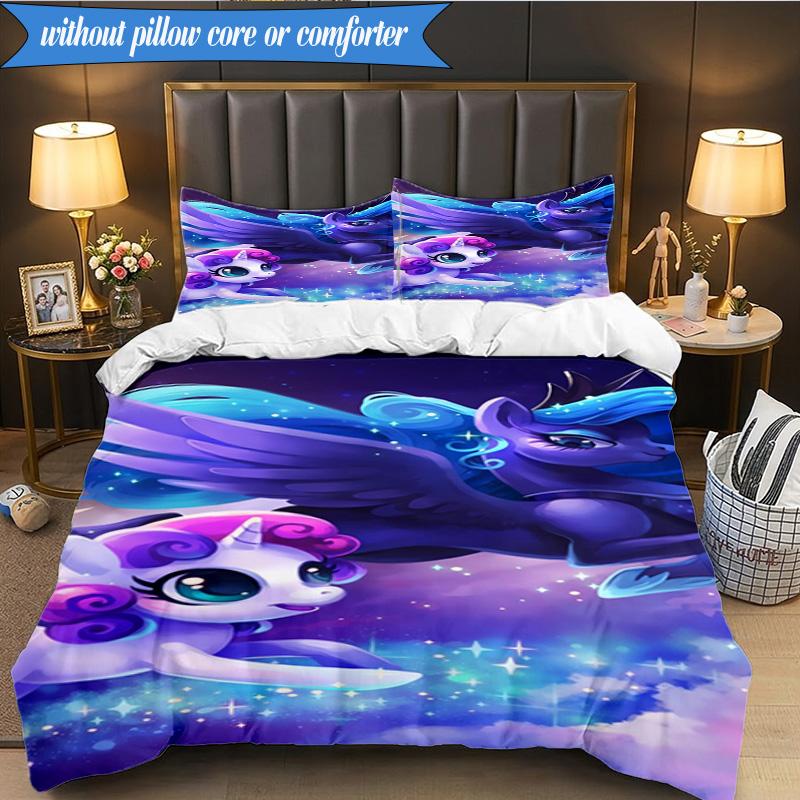 Colorful Unicorn 3pcs K-pop Music Group Bedding set,Ideal for Bedroom, Dormitory,Including Duvet Cover And 2pcs Pillowcases,Fan Gifts