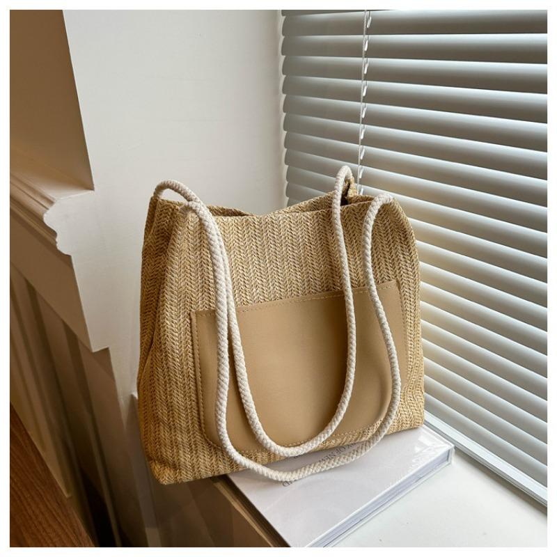 Straw large-capacity tote bucket bag women's summer new beach bag shoulder bag