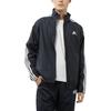 adidas Logo Three Stripes Zip-Up Stand Collar Jacket Retro Sports Jacket Men Jacket Dark-Blue IK7336
