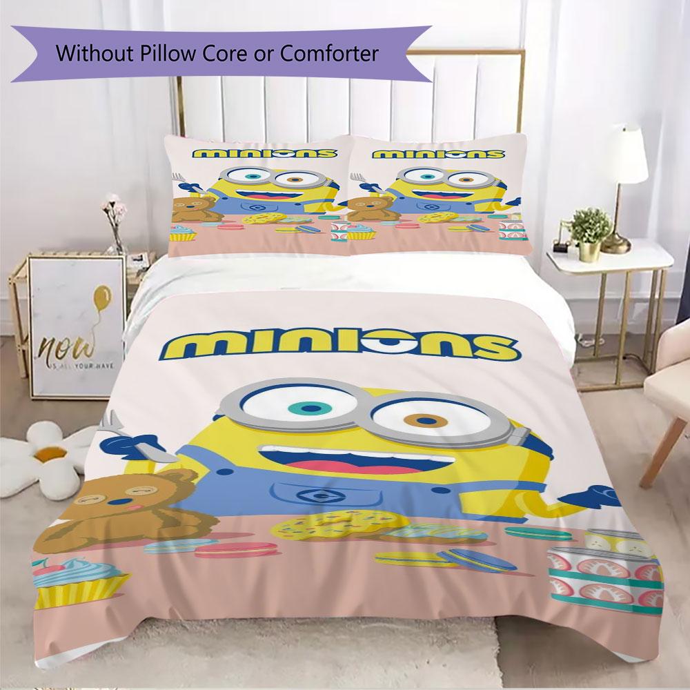 Minions Themed Printed Bedding 3PCS Cute Cartoon Suit For Children Boys Teens Bedroom Home Decoration