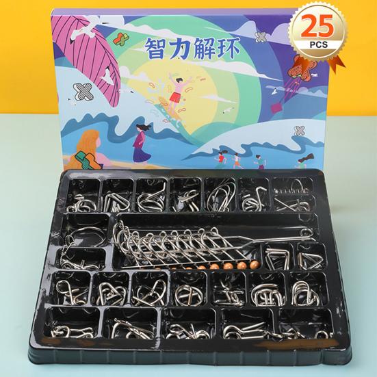 20/25/30/32/40Pcs/Set Metal Puzzle Ring Brain Teaser 3D Wire Puzzle Game Kids Adults