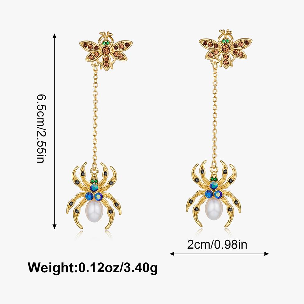New Halloween diamond earrings design sense funny stud earrings pearl spider earrings