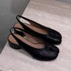 2025 Spring Summer Soft Leather Split Toe Women Pumps Casual Comfortable 3.5cm Low Heeled Slingbacks Tabi Ballet Shoes