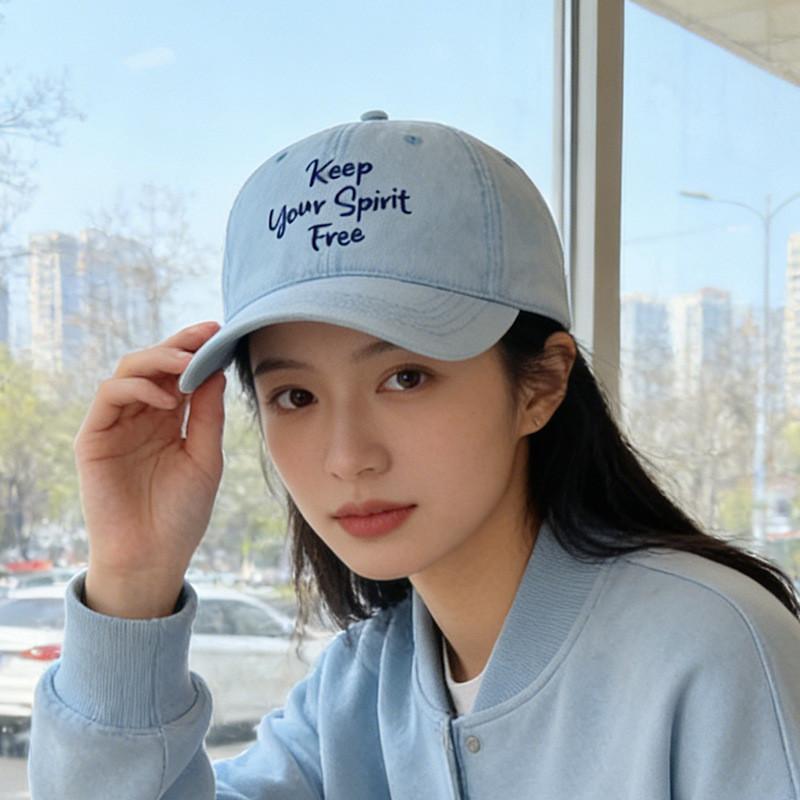Denim Baseball Cap Women Casual Sun Protection Embroidered Letter For Spring Summer Autumn