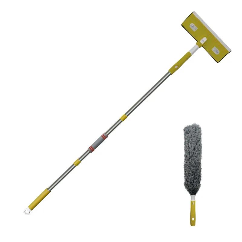 Stěrka na okna Čistič 4 v 1 Nástroj na čištění oken s ohebnou a rovnou prodlužovací tyčí Teleskopické okno.