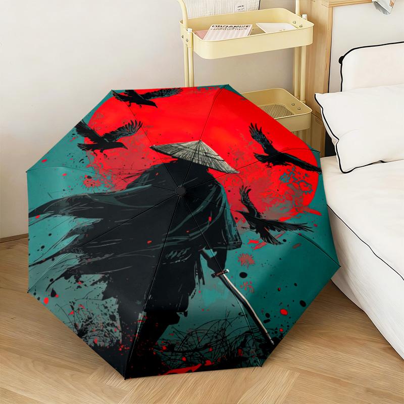 1PC Samurai  Automatic Umbrella - Suitable Travel Outdoor Portable Umbrella Birthday Gift Daily Essentials