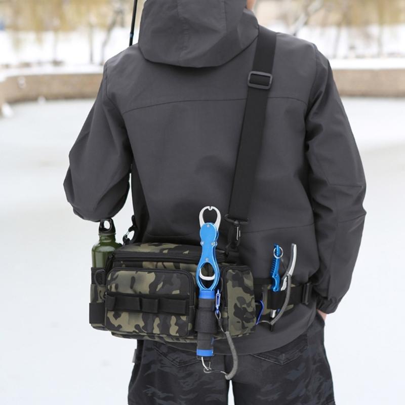 Fishing Gear Organizers Large Capacity Oxford Cloth Fishing Tackle Bag Multipockets Lures Gear Storage Shoulder Bag