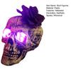 Halloween Skull Statue with Flower Plastic Small Size Human Head Bone Sculpture Collectible Skeleton Figurine for Indoor Outdoor Decor