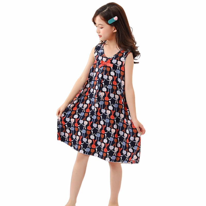 Cămașă de noapte de vară din bumbac fără mâneci pentru fete - Pijamale asortate mamă-fiică