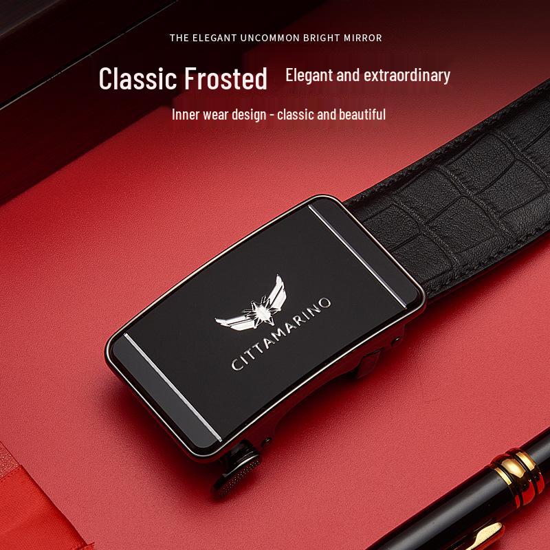 Curea din piele pentru bărbați cu logo Armani autentic și cataramă automată, piele de vacă strat superior, ținută casual