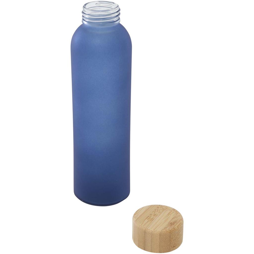 Bottle, 500 Ml Glass Sodocalcico Mate with Lid De Bamboo "Lume" Ocean Blue